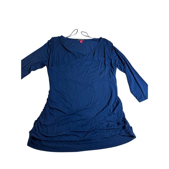 Vince Camuto Tops - Women L Vince Camuto blue 3/4 sleeve wrap v-neck blouse top shirt work casual